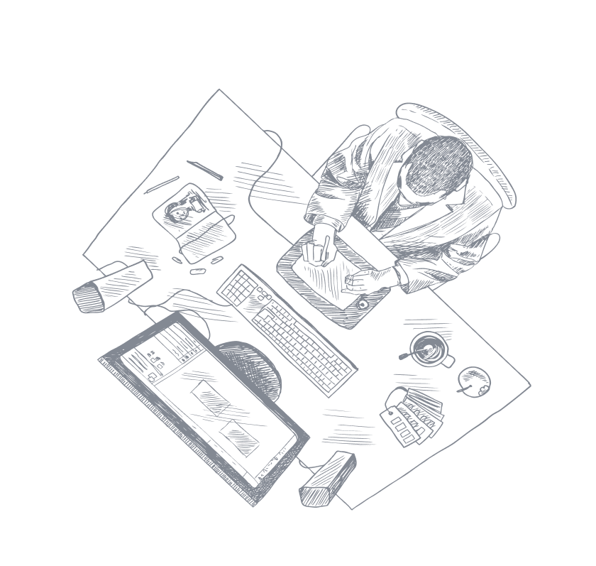 Illustration of a designer at work